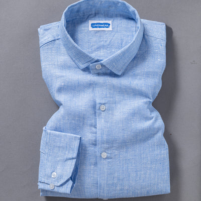 Regular Fit Blue Horizon Pure Linen Airy Shirt