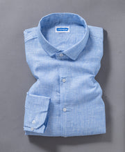 Regular Fit Blue Horizon Pure Linen Airy Shirt
