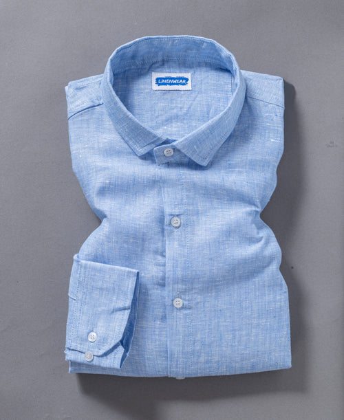 Regular Fit Blue Horizon Pure Linen Airy Shirt