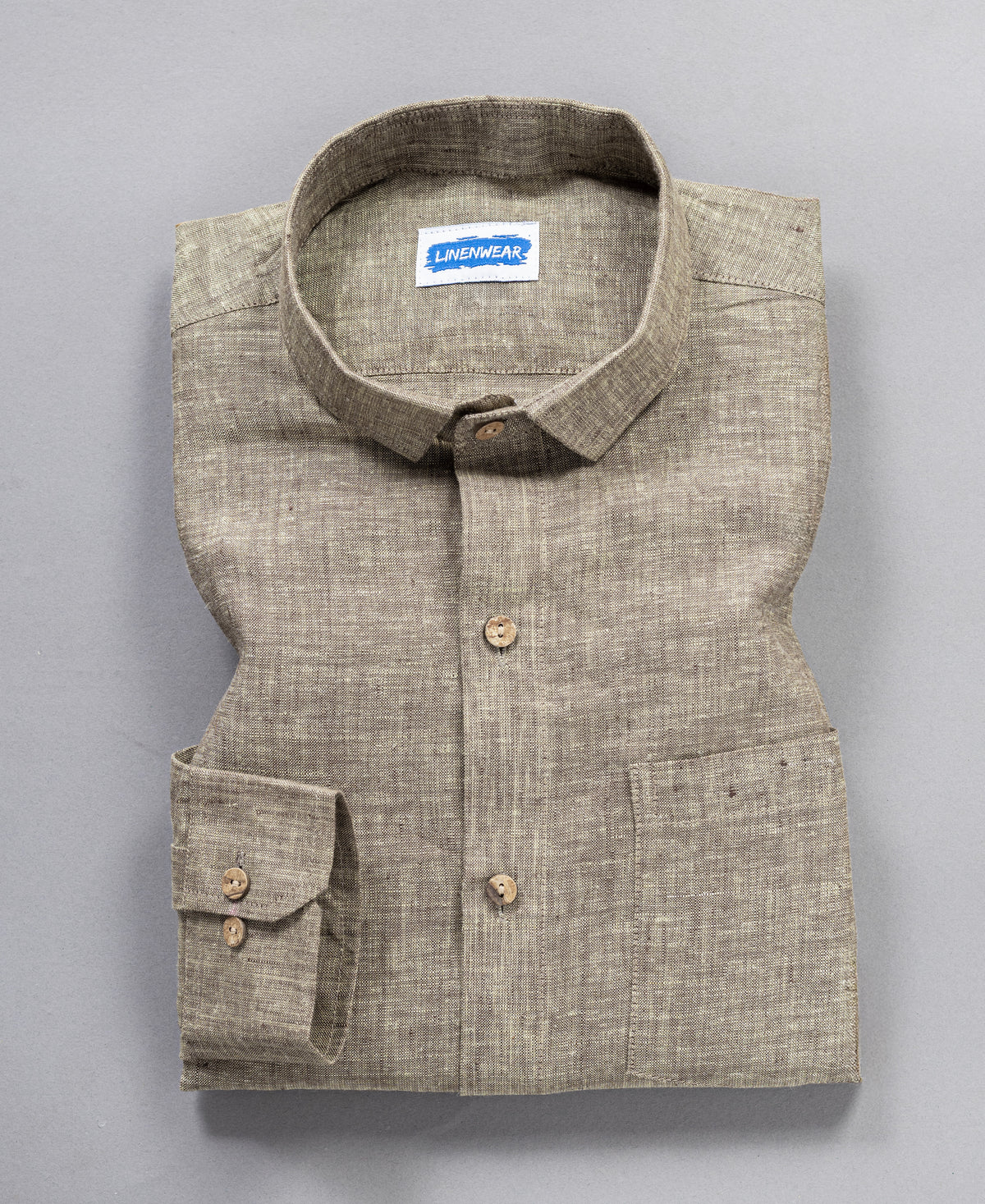 Taupe Brown Pure Linen 60 LEA Shirt