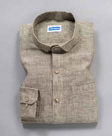 Taupe Brown Pure Linen 60 LEA Shirt