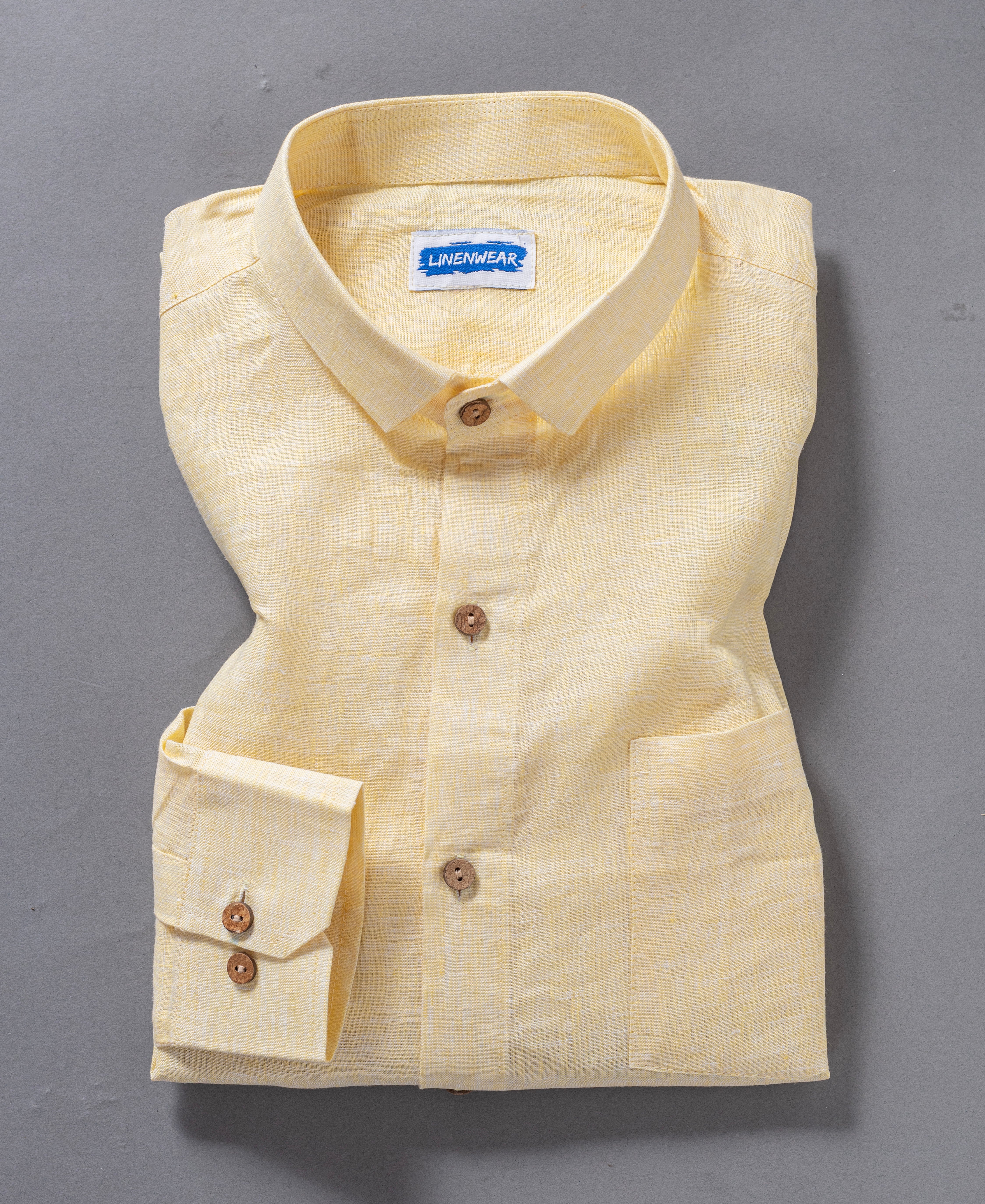Light Yellow Linen Shirt for Men