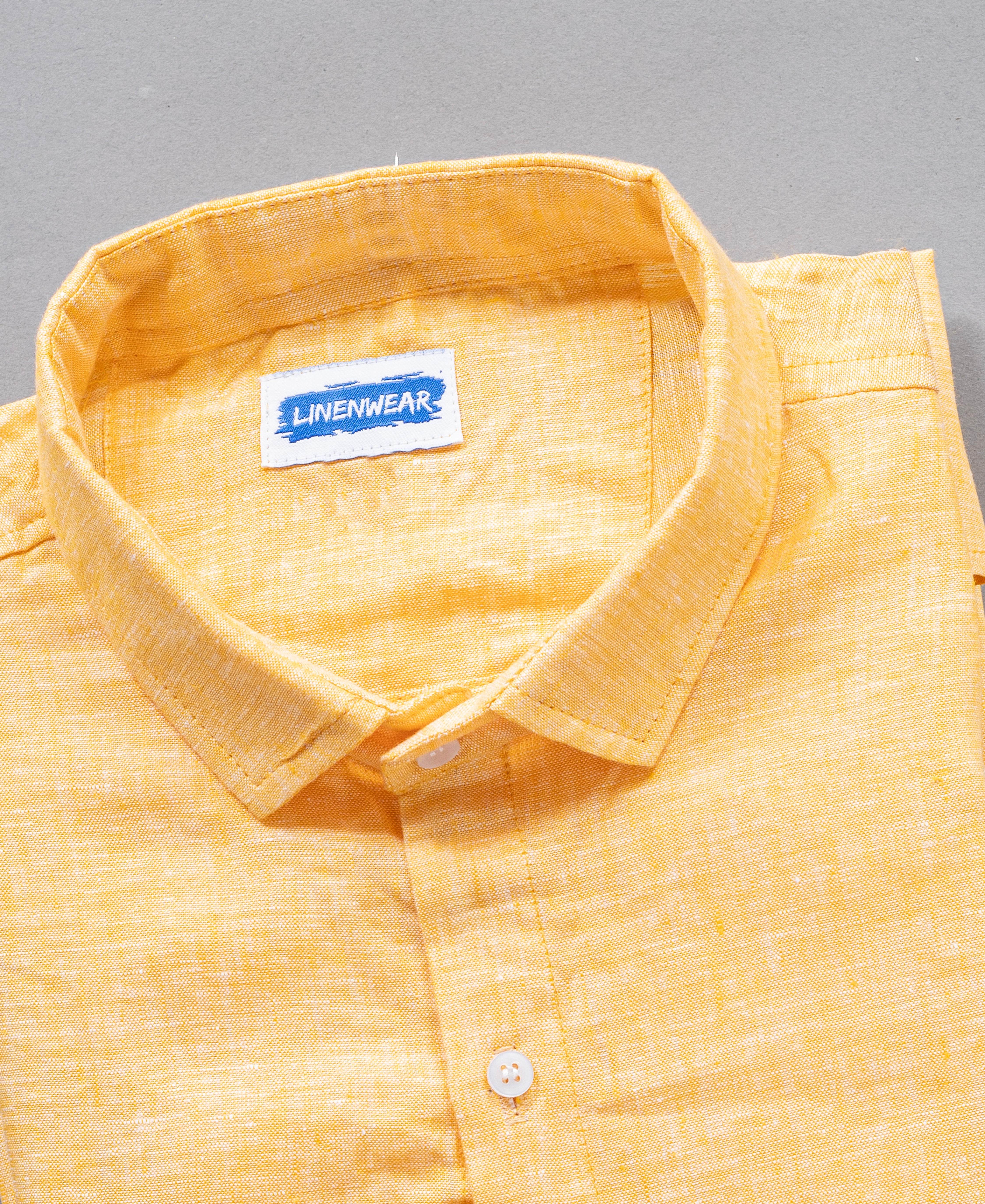 Sun Haze Pure Linen Pastel Yellow Regular Fit Shirt