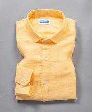 Sun Haze Pure Linen Pastel Yellow Regular Fit Shirt
