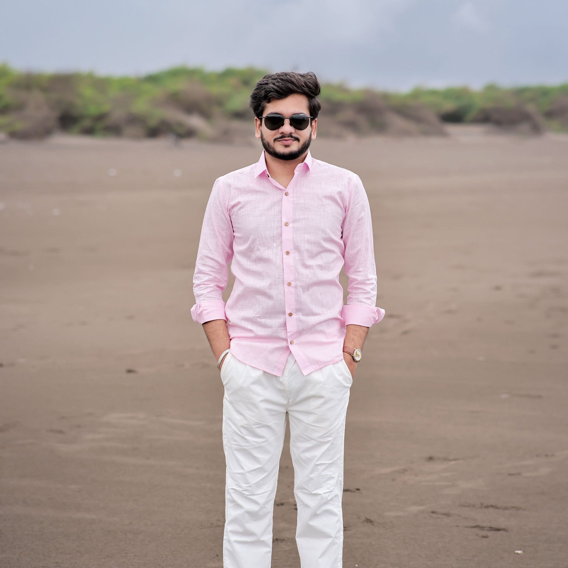 men shirt with wooden buttons