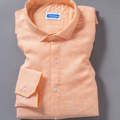 Peach Pure Linen Soft Touch Classic Every Season Shirt
