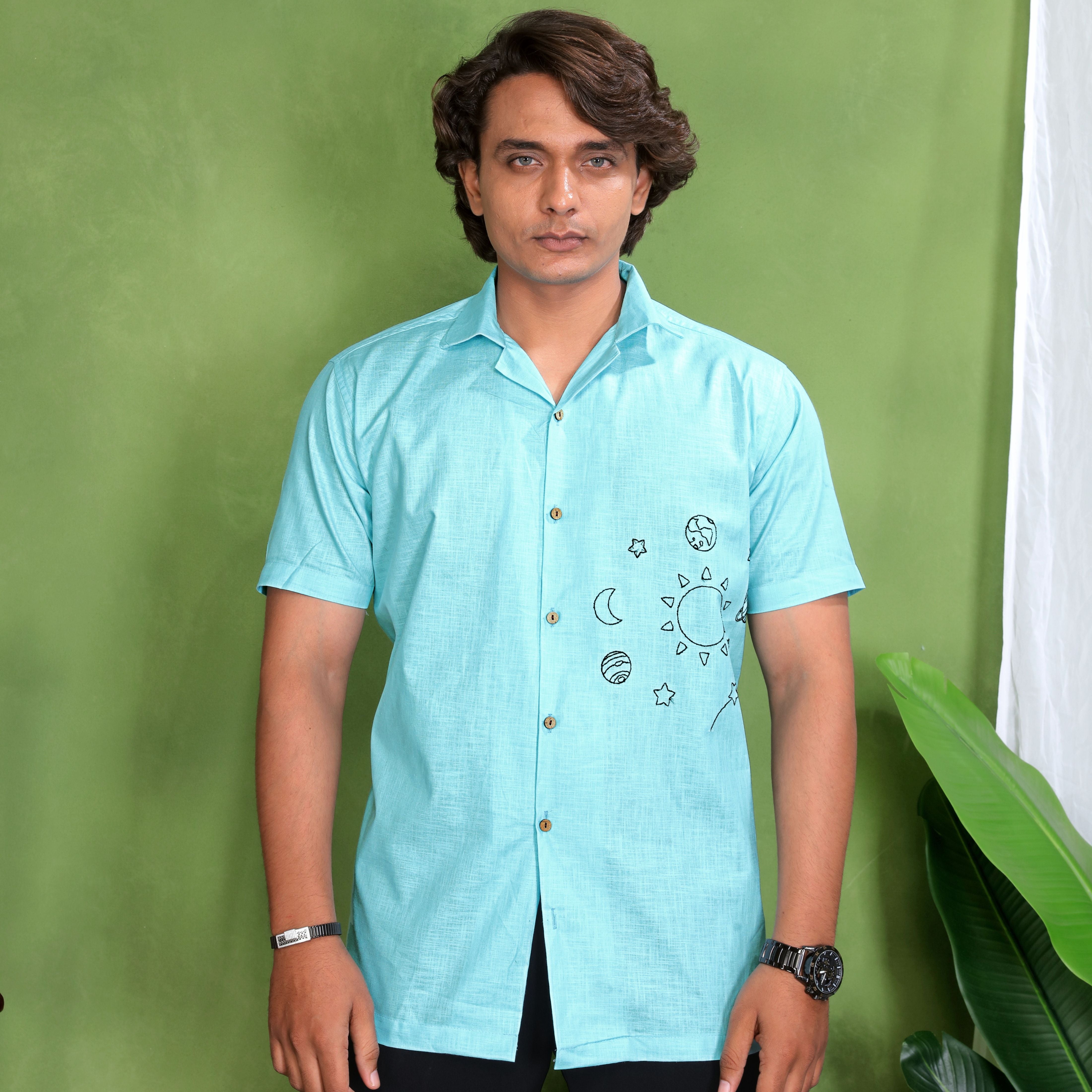 Cosmic Blue Popover Linen Shirt