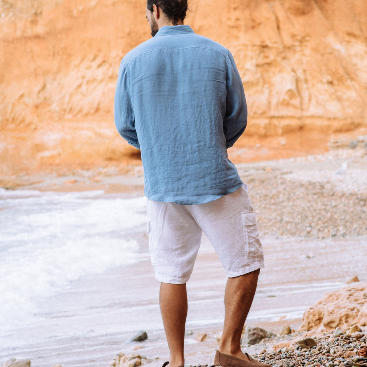 Ocean Blue Long Sleeve Linen Shirt - Linen Wear