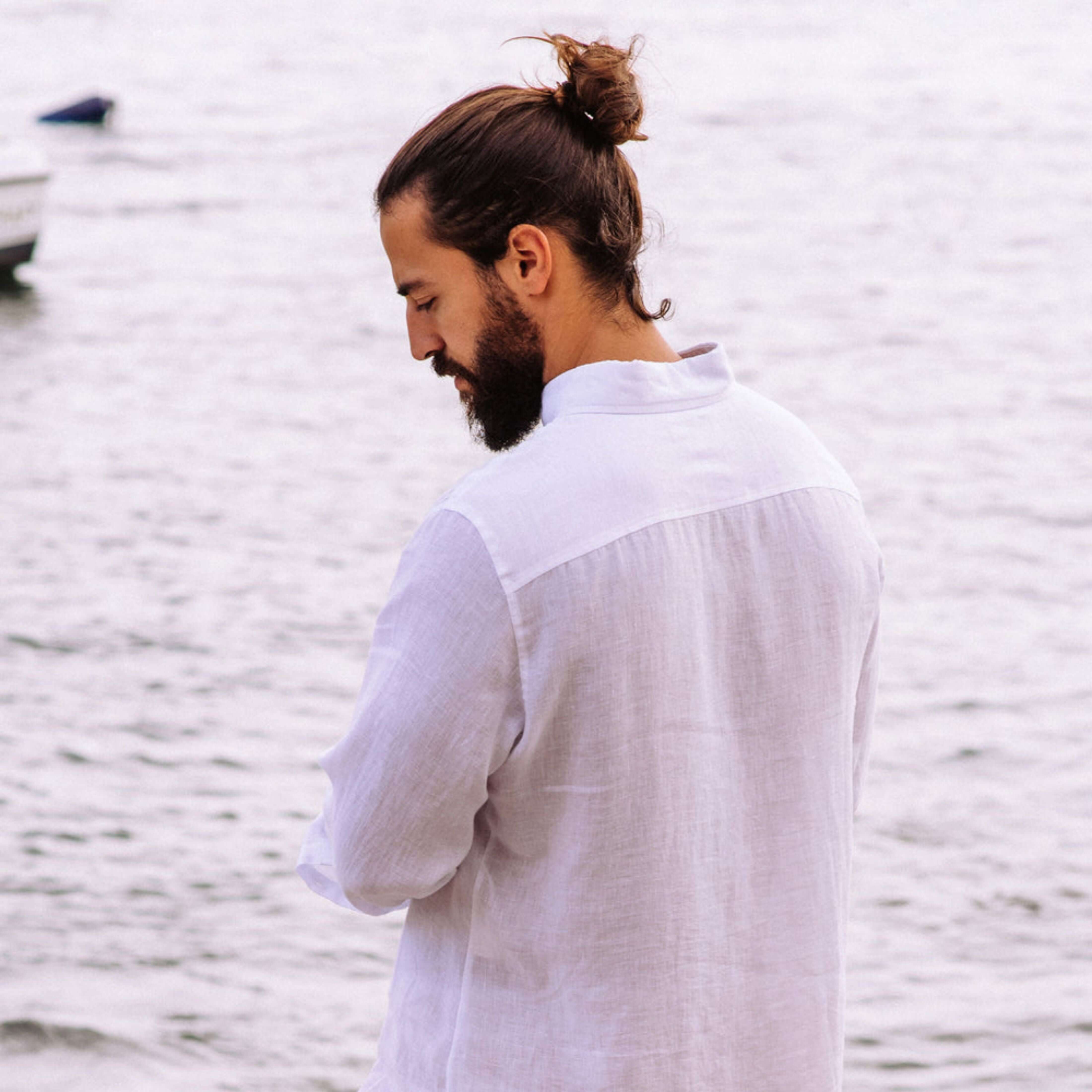 Classic White Linen Button-Down Shirt - Linen Wear