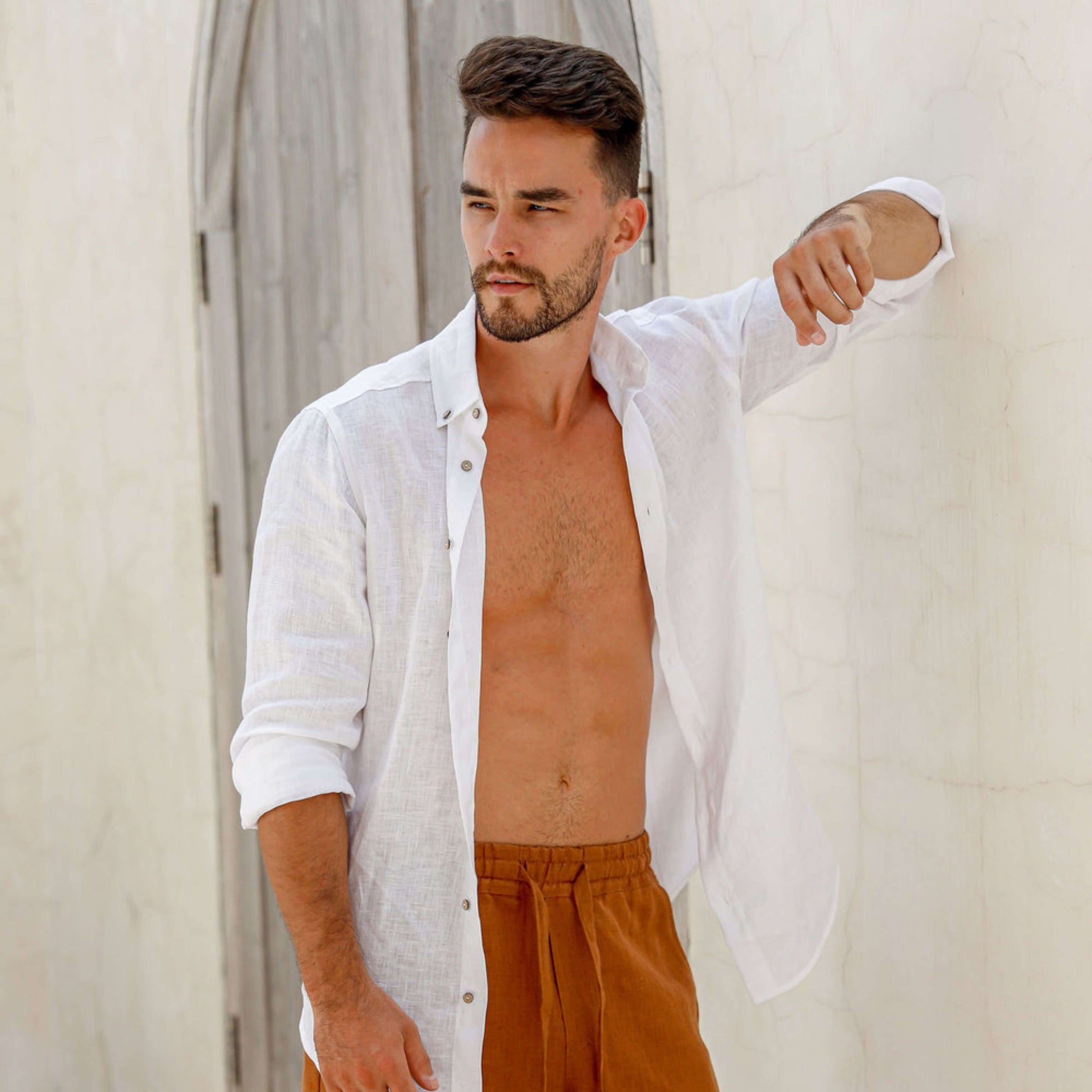 Classic White Linen Button-Down Shirt - Linen Wear
