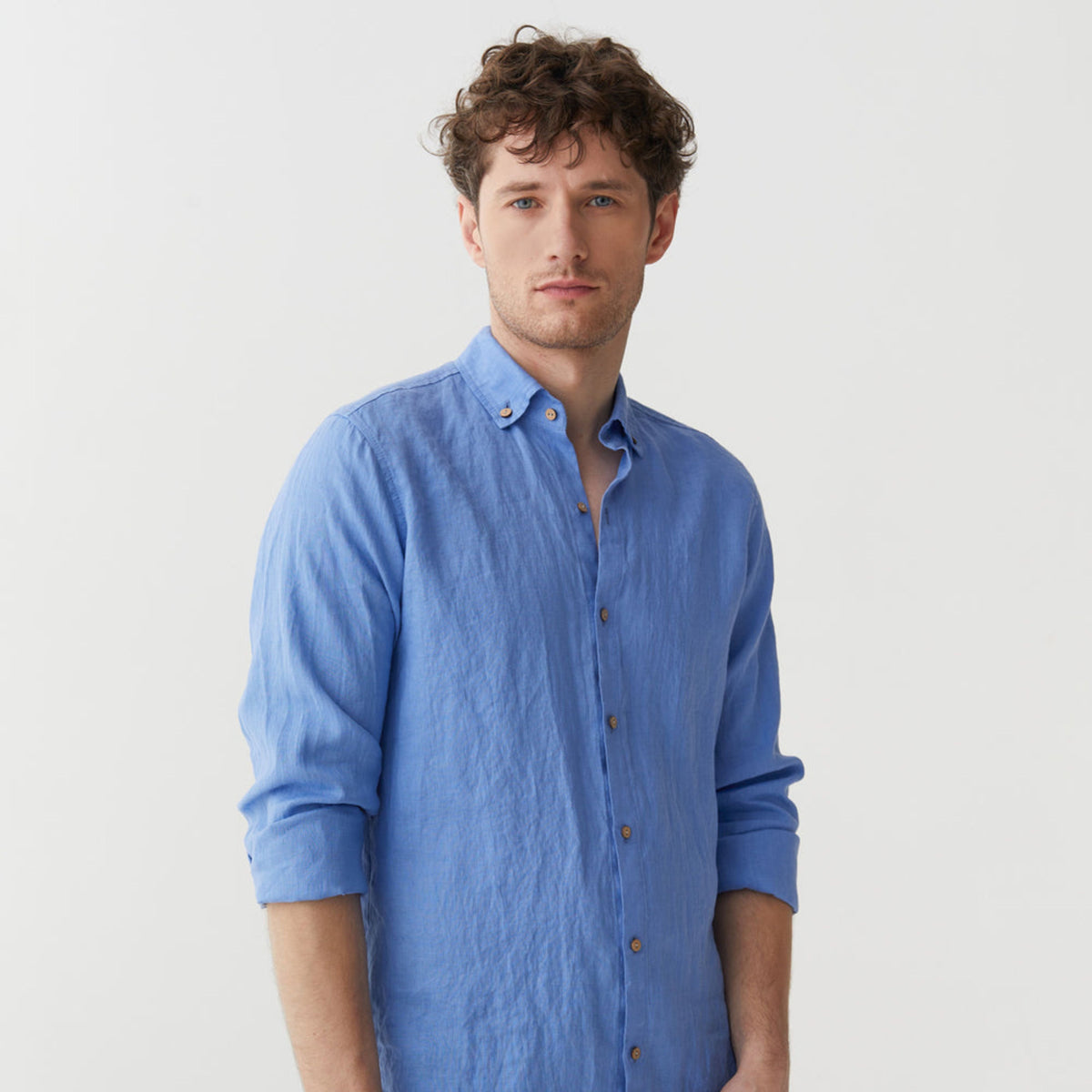 Pacific Blue Long Sleeve Linen Shirt - Linen Wear