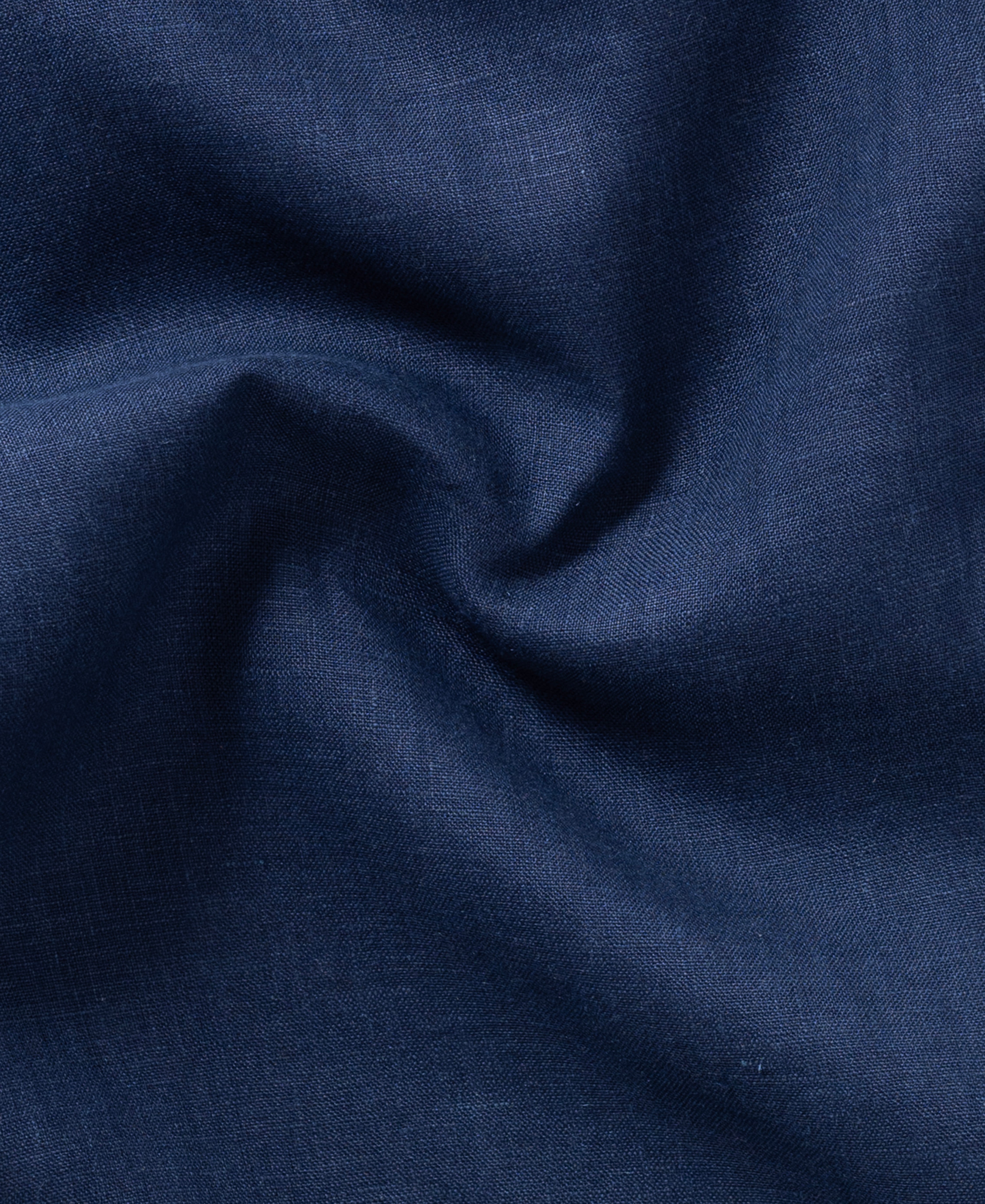 Solid Navy Blue Pure Linen Long Sleeve Shirt