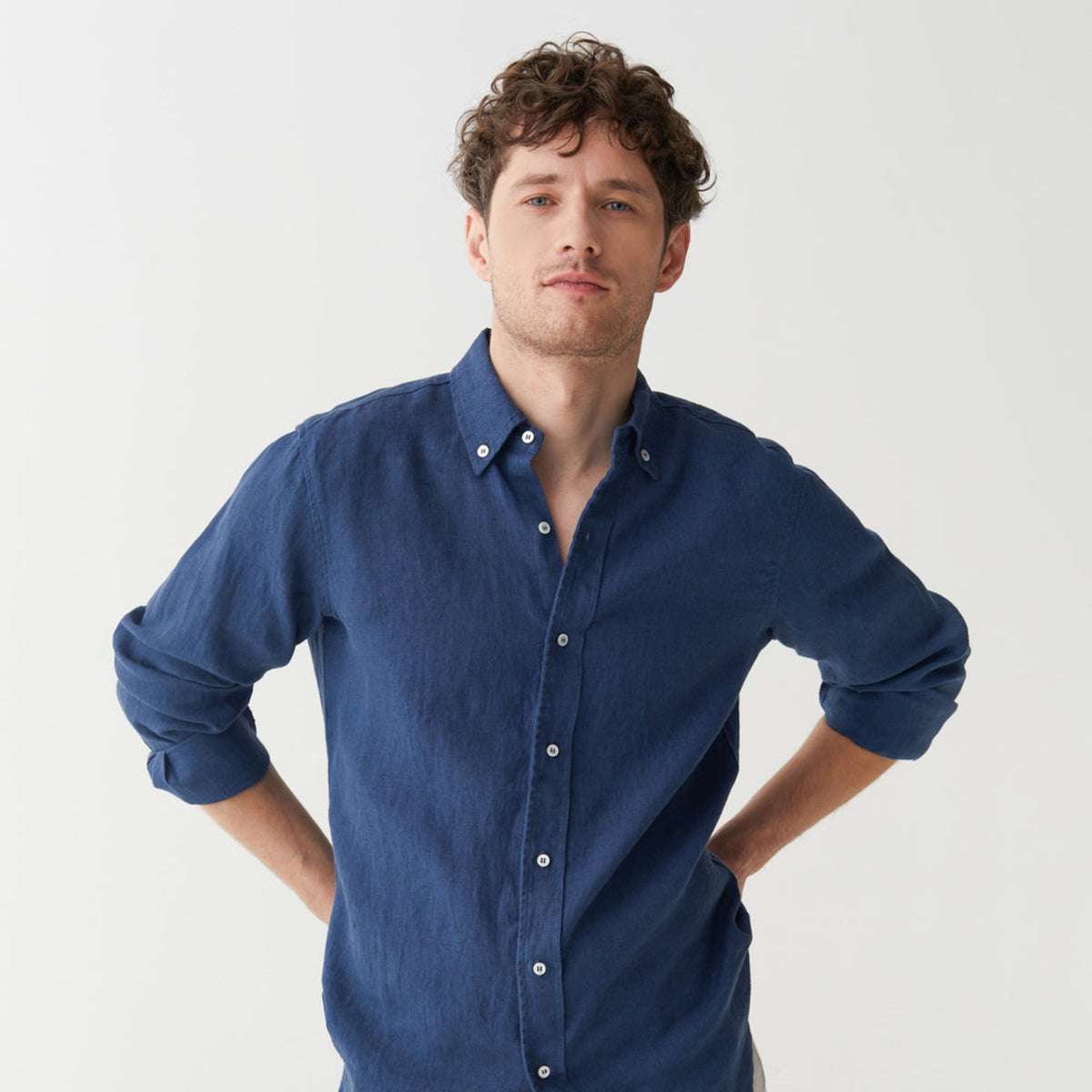 Navy Blue Pure Linen 60 LEA Shirt