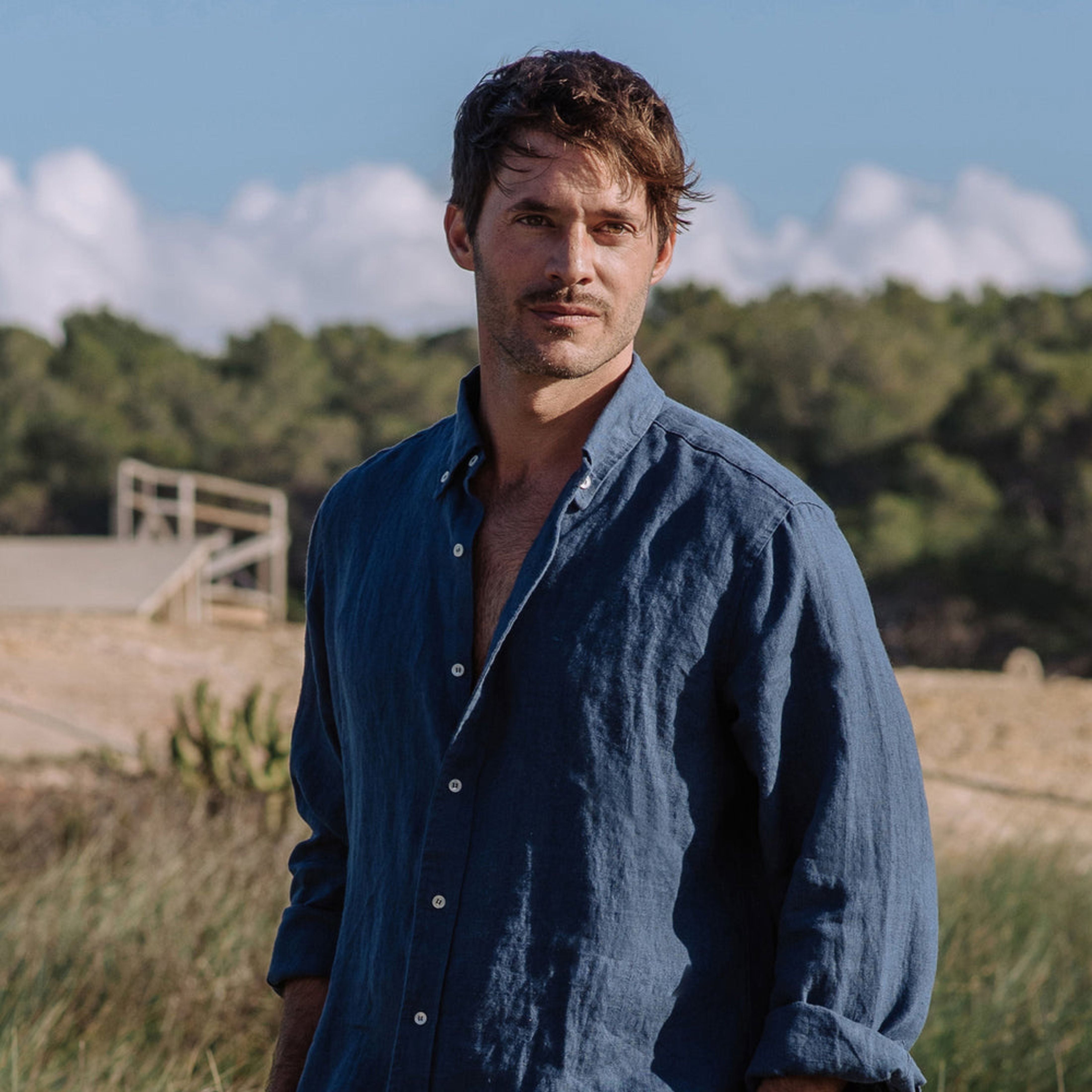 Deep Navy Classic Linen Shirt