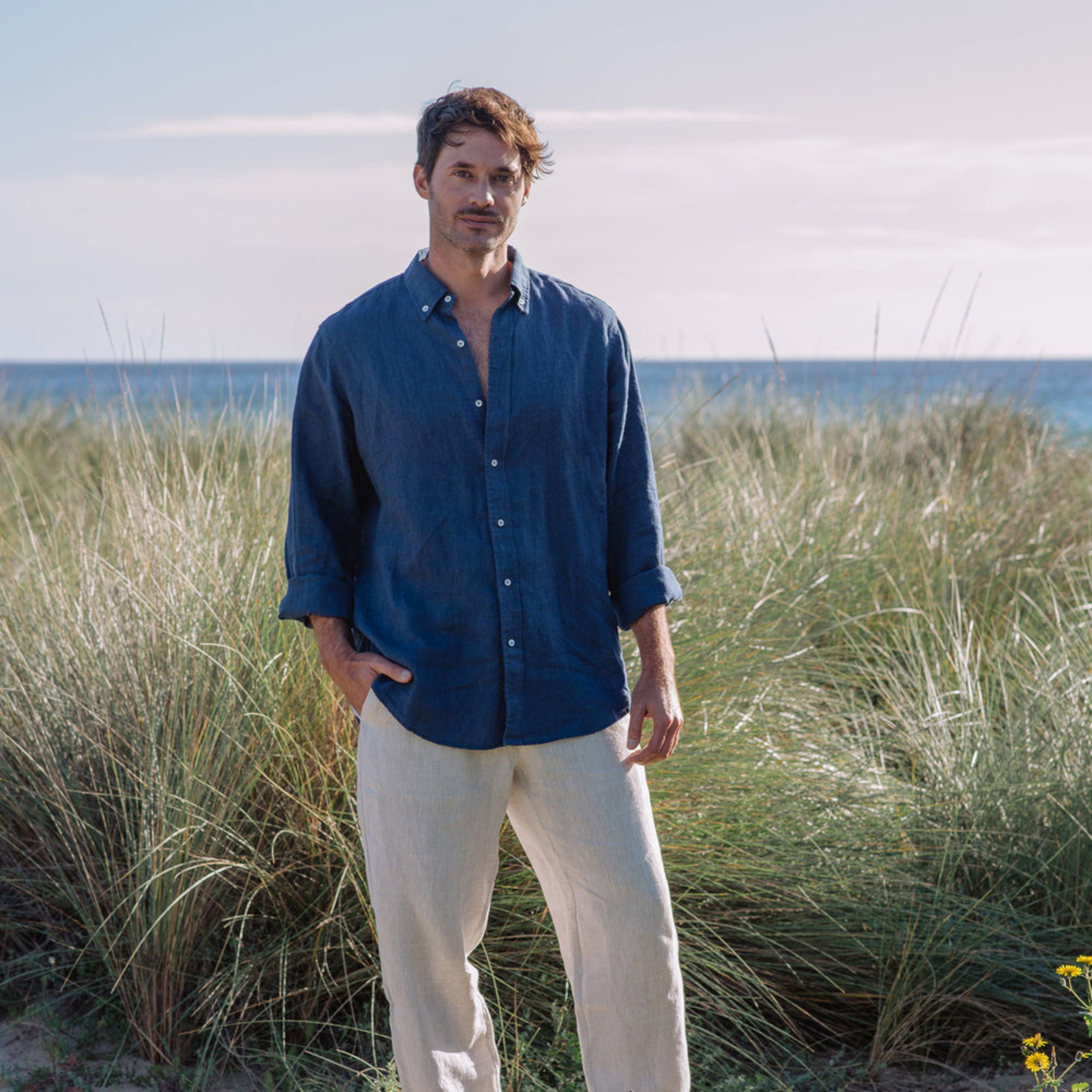 Deep Navy Classic Linen Shirt