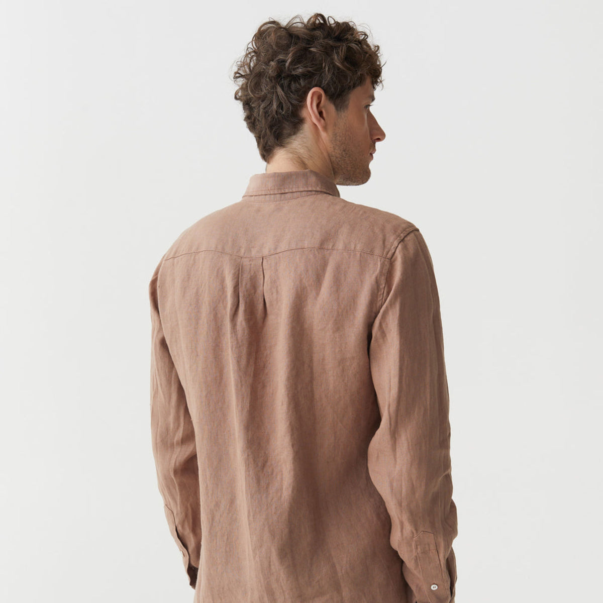 Pastel Brown Classic Linen Shirt - Linen Wear