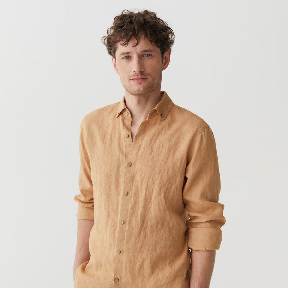 Caramel Long Sleeve Linen Shirt - Linen Wear