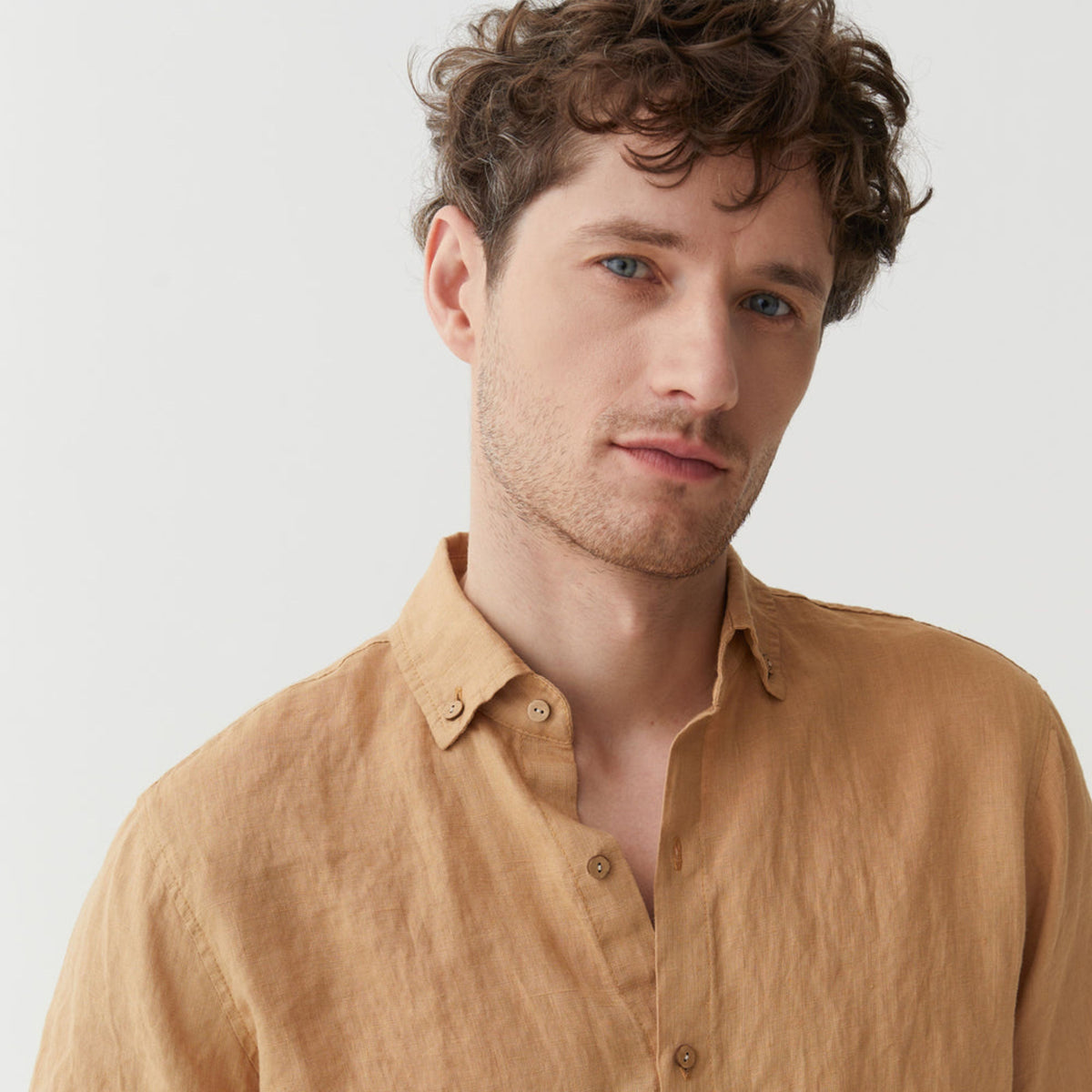 Caramel Long Sleeve Linen Shirt - Linen Wear