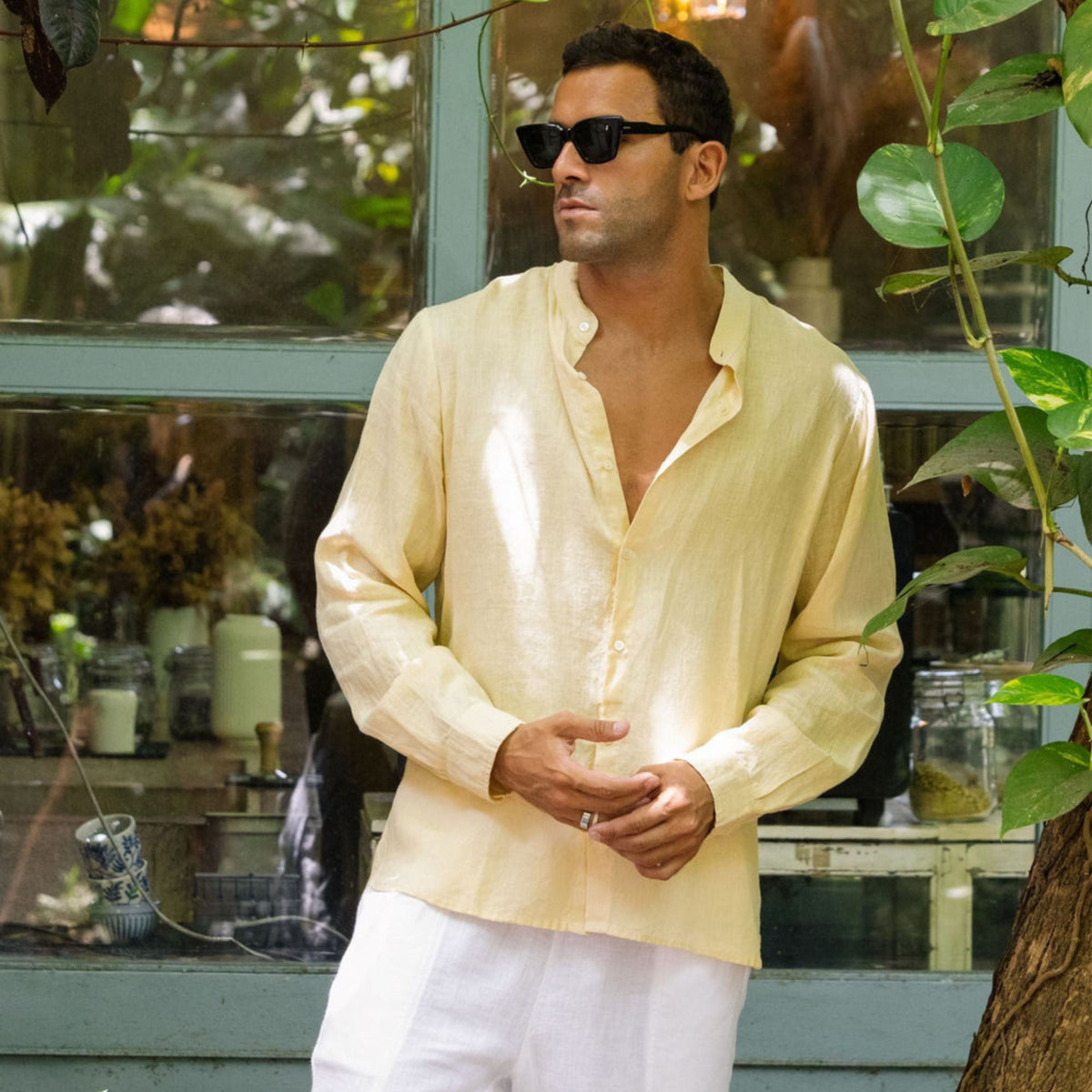 Cream Linen Resort Shirt - Linen Wear