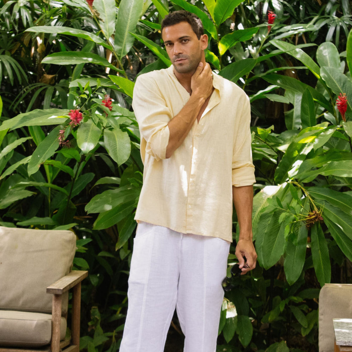 Cream Linen Resort Shirt - Linen Wear