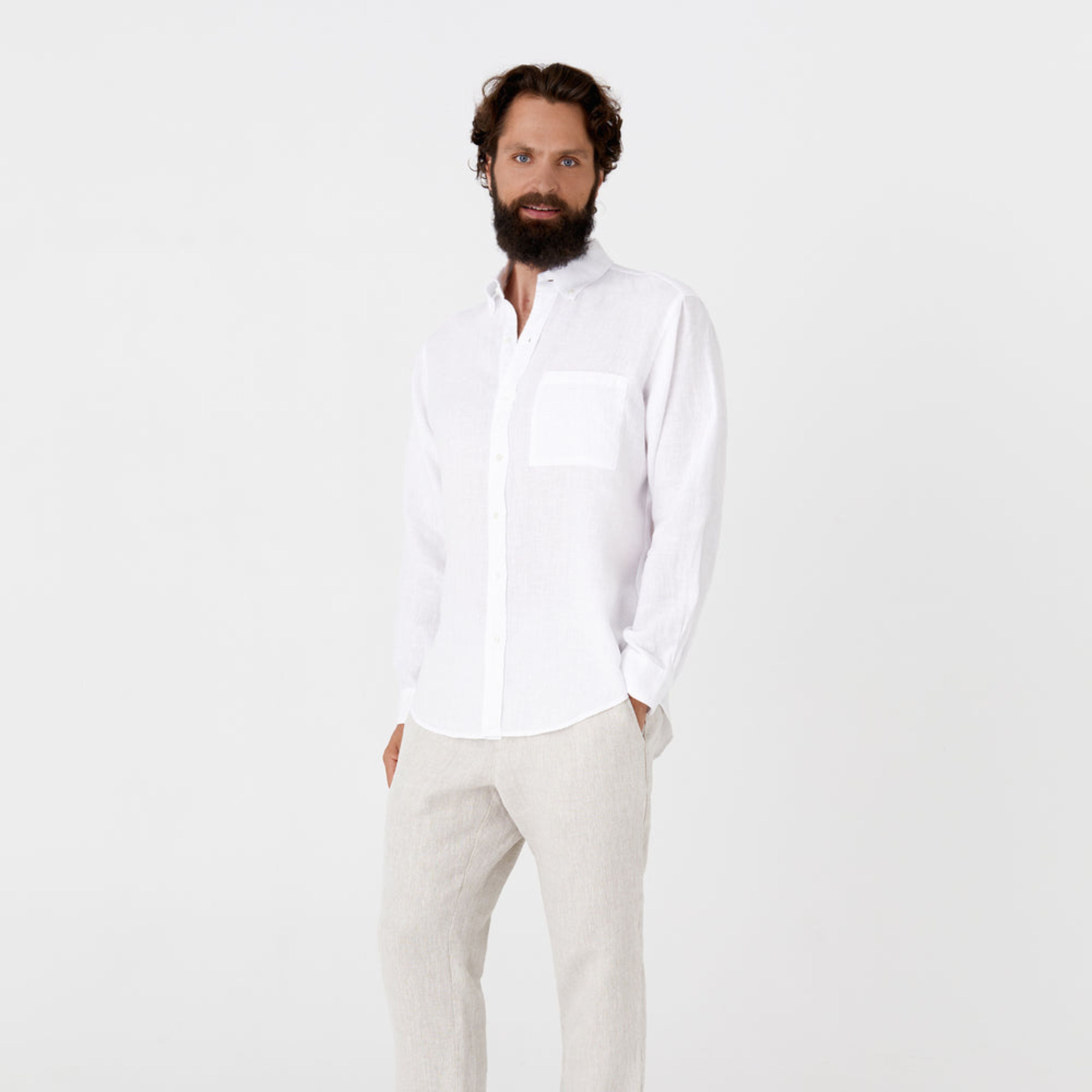 White Classic Linen Shirt
