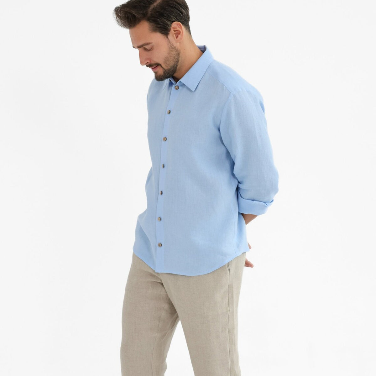 Dusty Blue Linen Shirt - Linen Wear