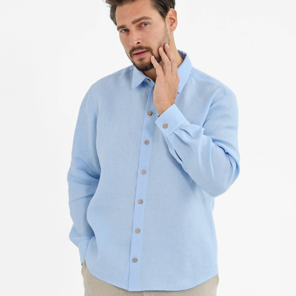 Dusty Blue Linen Shirt - Linen Wear