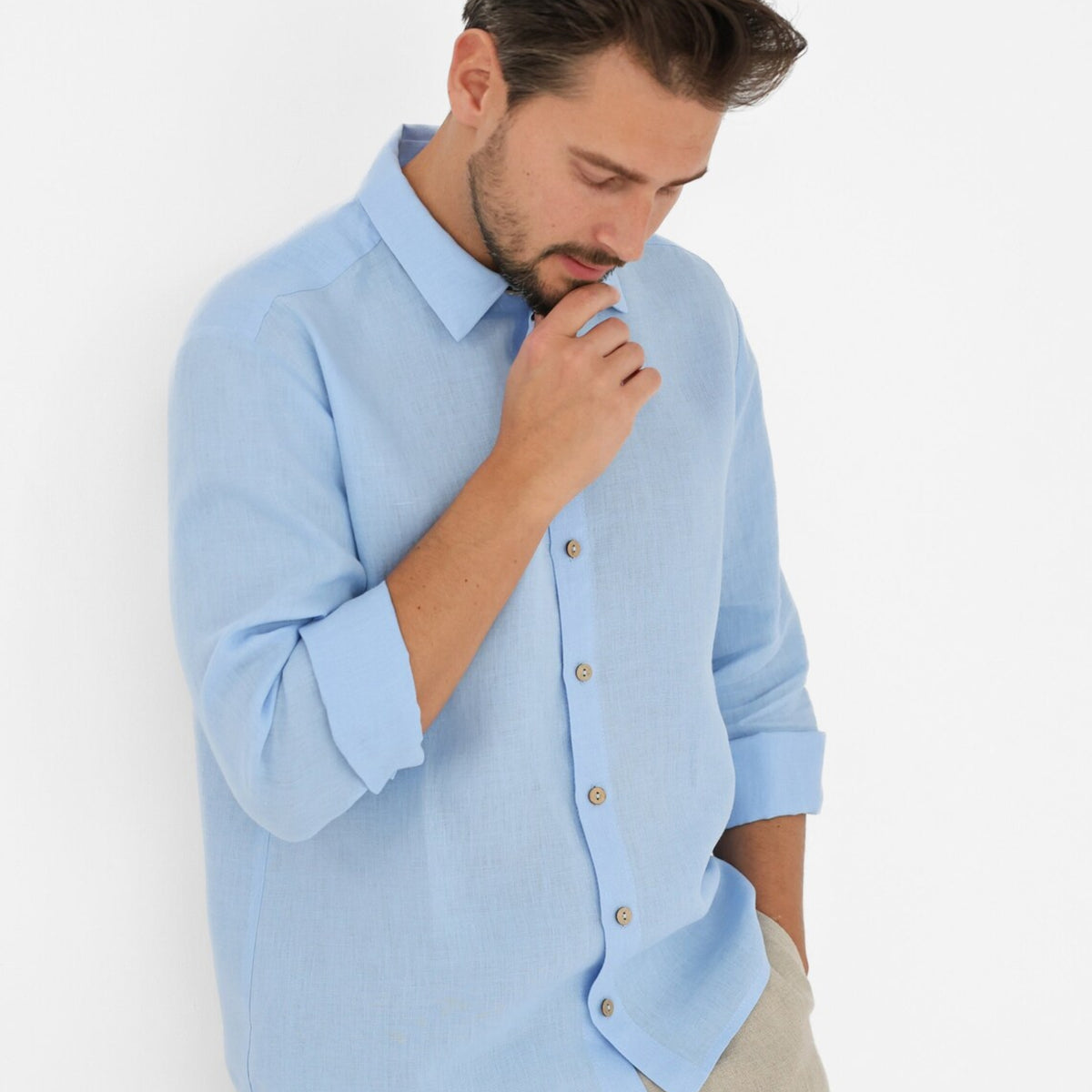 Dusty Blue Linen Shirt - Linen Wear