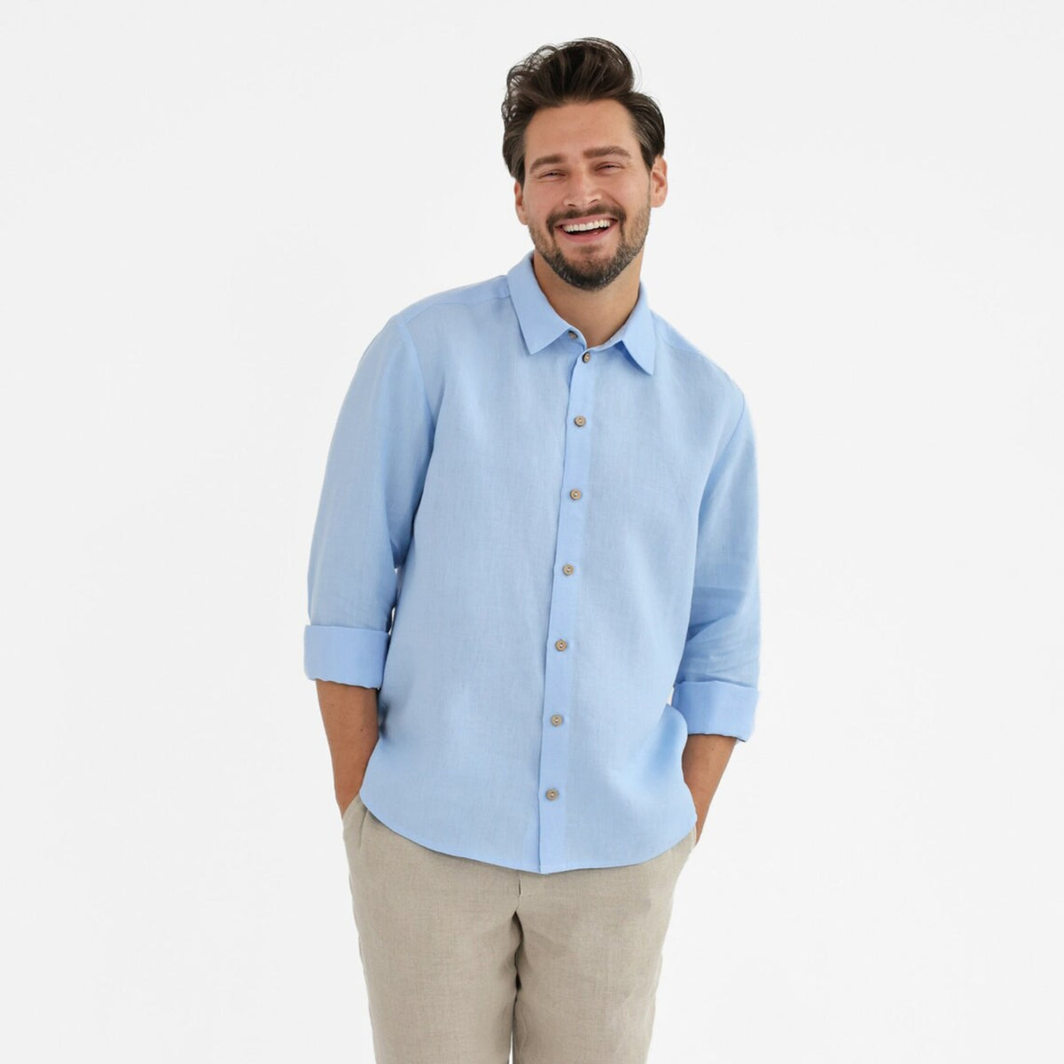Dusty Blue Linen Shirt - Linen Wear