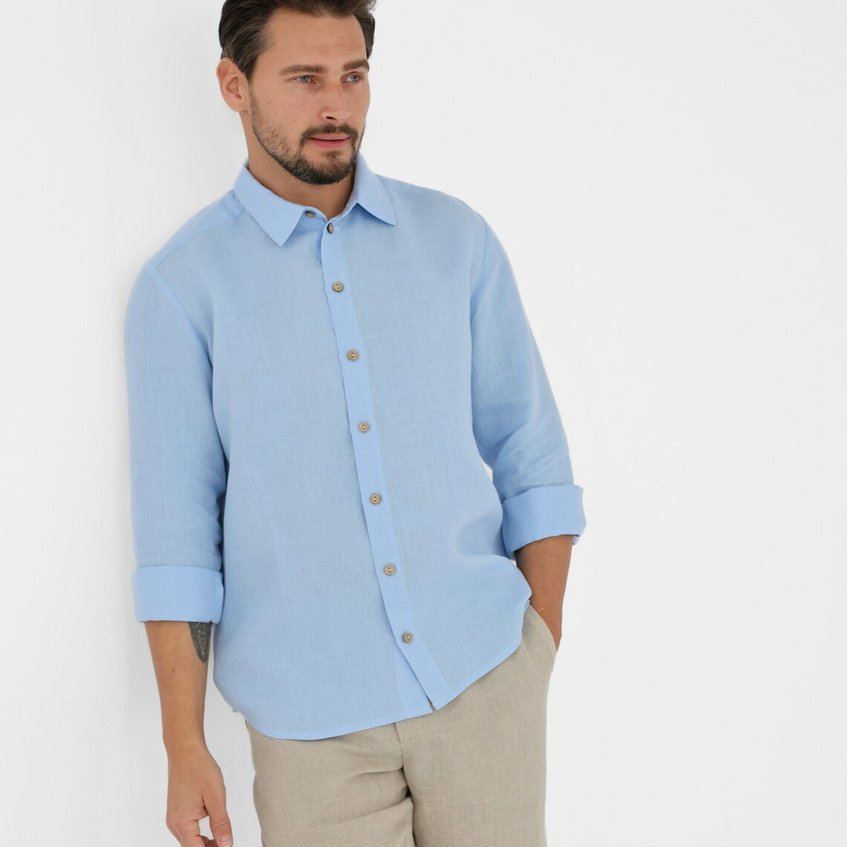 Dusty Blue Linen Shirt - Linen Wear