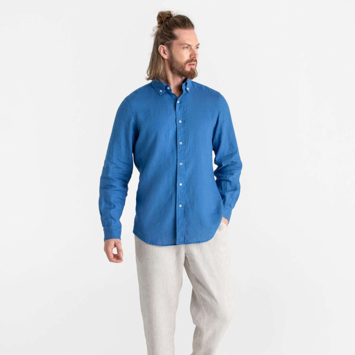 Cobalt Blue Linen Shirt - Linen Wear
