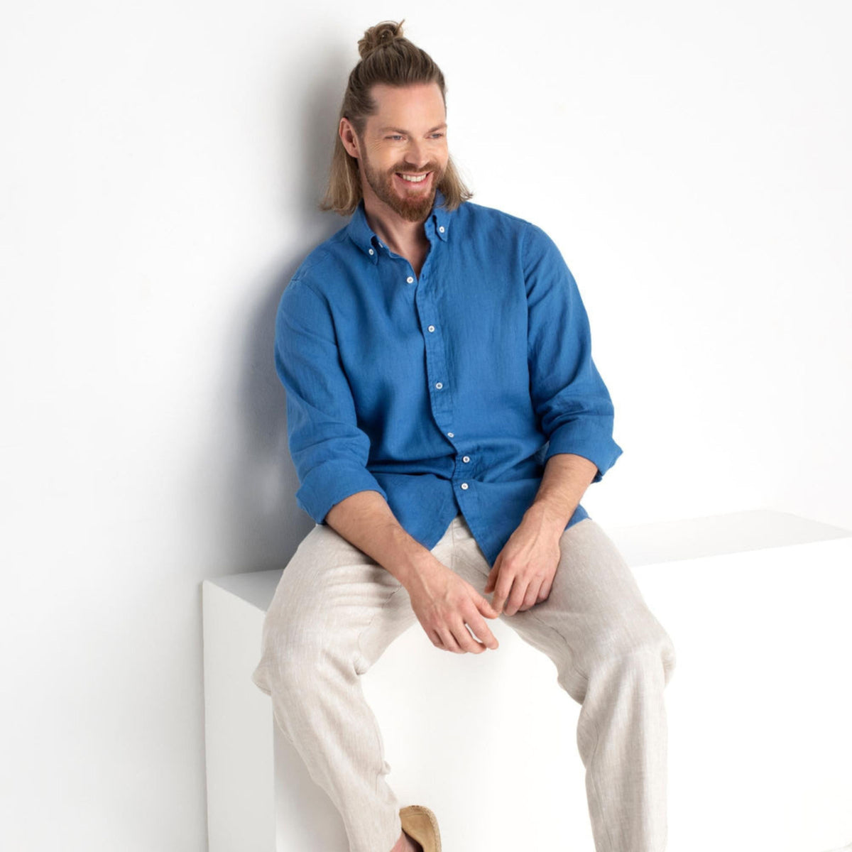 Cobalt Blue Linen Shirt - Linen Wear