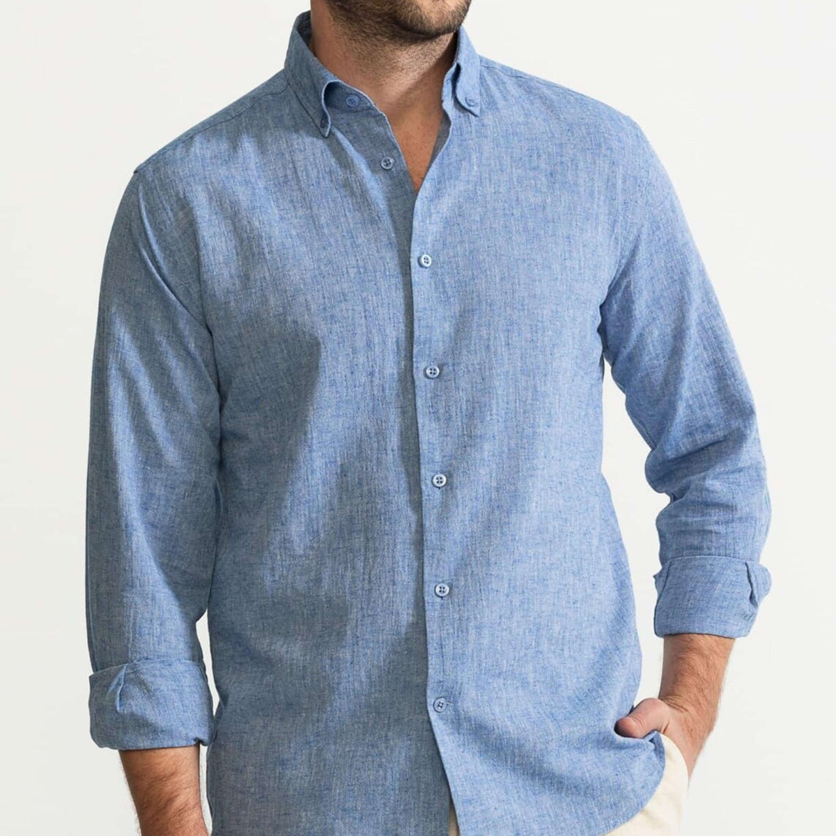 Paired with Blue Linen Shirt - Linen Wear