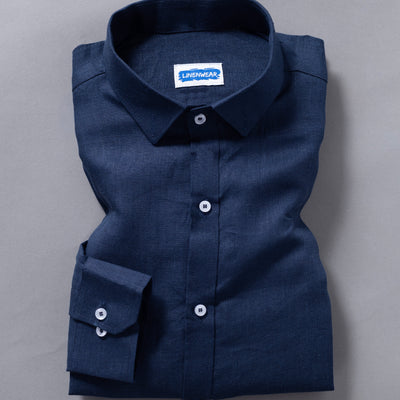 Deep Navy Classic Pure Linen Shirt