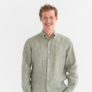 Forest Green Gingham Linen Shirt - Linen Wear