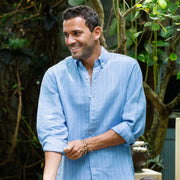 Blue Striped Linen Shirt - Linen Wear