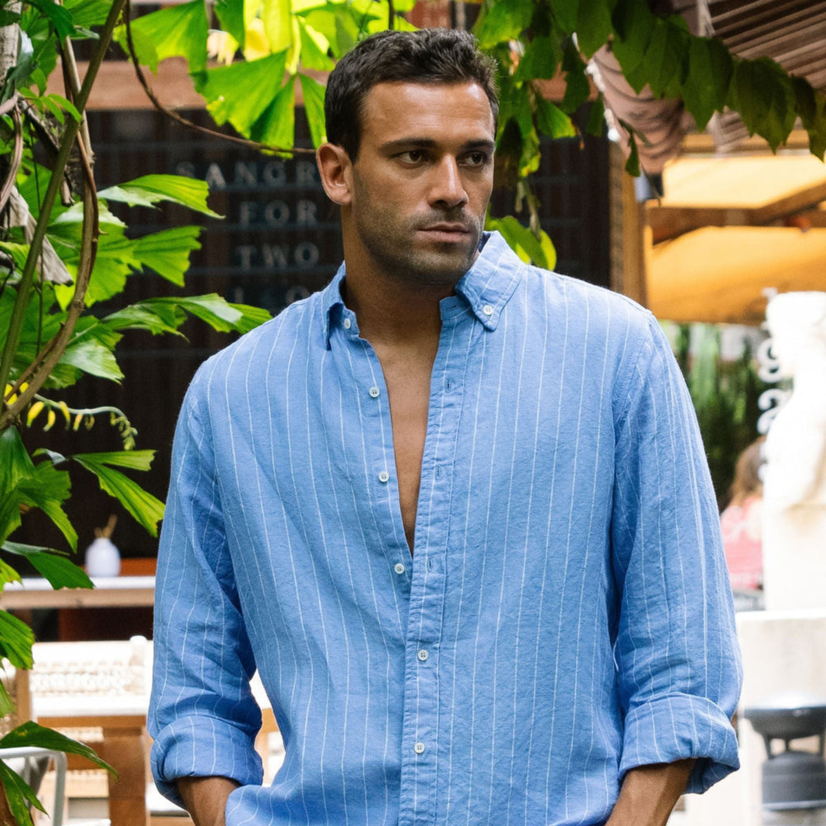 Blue Striped Linen Shirt - Linen Wear