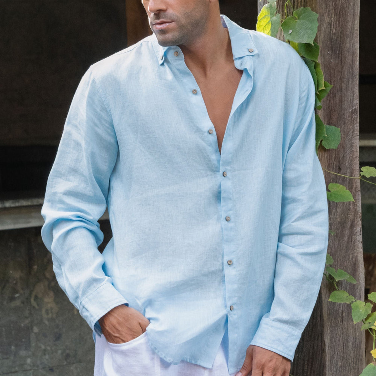 Sky Blue Linen Shirt - Linen Wear