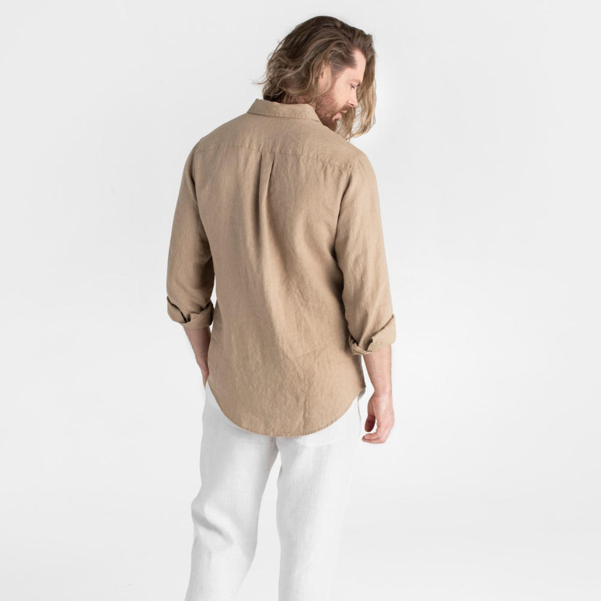 Wheat Beige Long Sleeve Linen Shirt - Linen Wear
