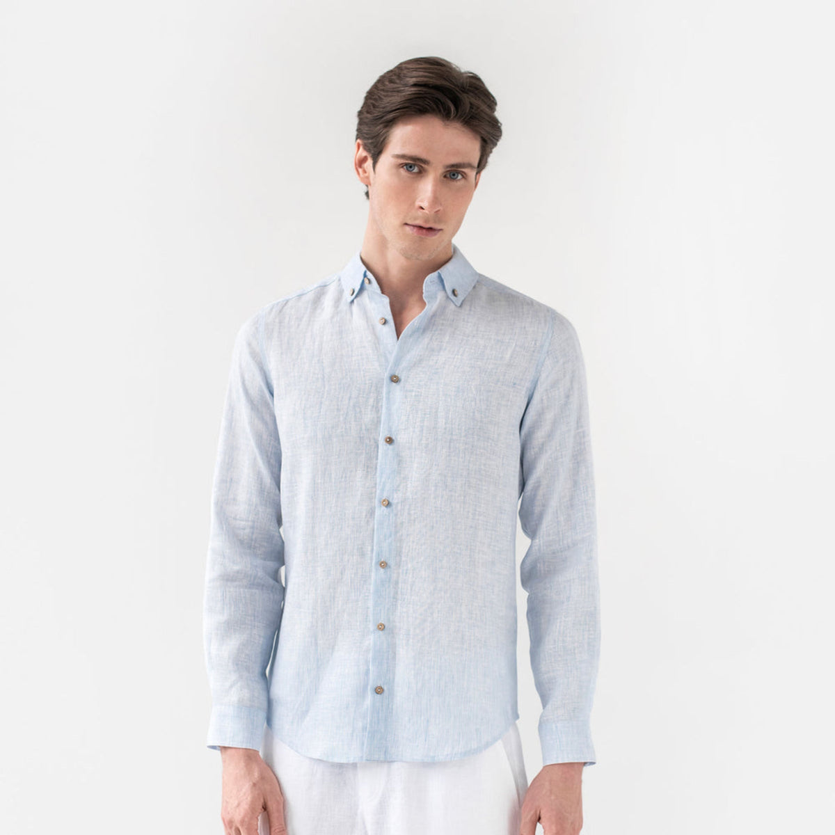 Pinstripe Blue Linen Shirt - Linen Wear