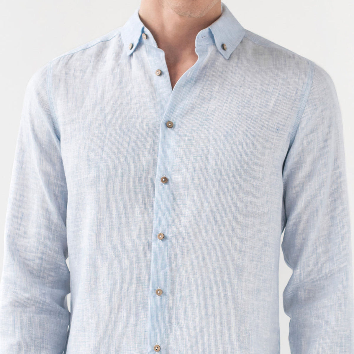 Pinstripe Blue Linen Shirt - Linen Wear