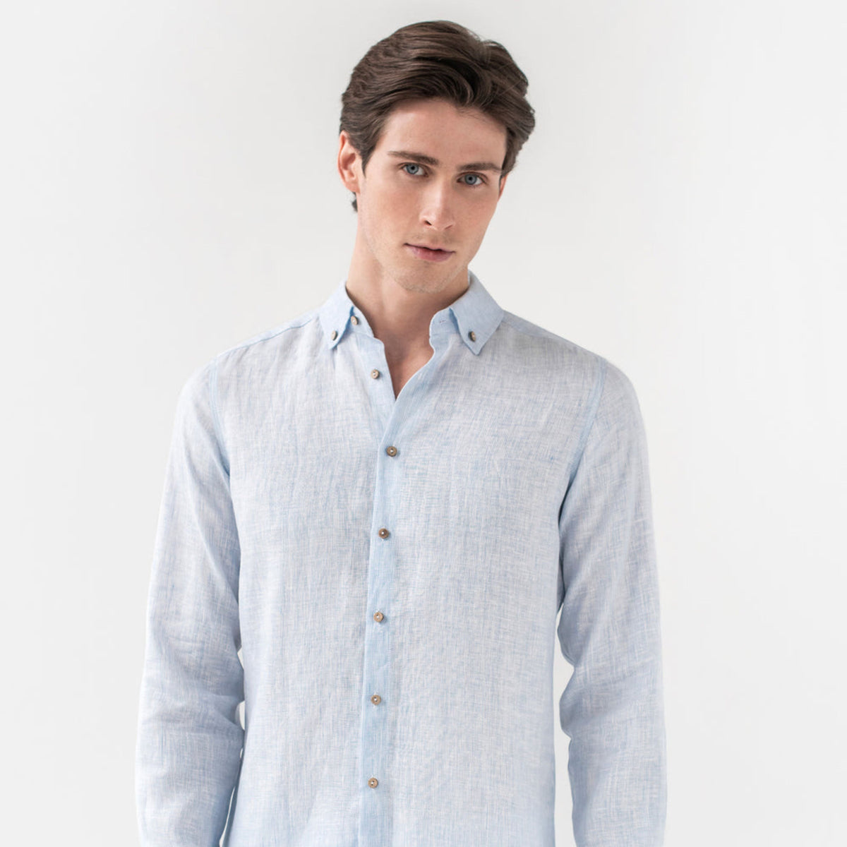Pinstripe Blue Linen Shirt - Linen Wear