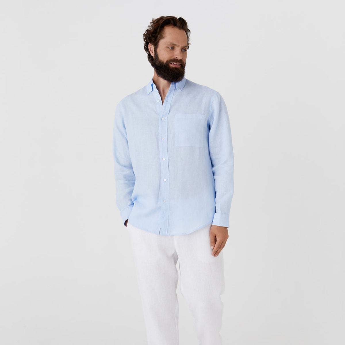Sky Blue Classic Linen Shirt - Linen Wear