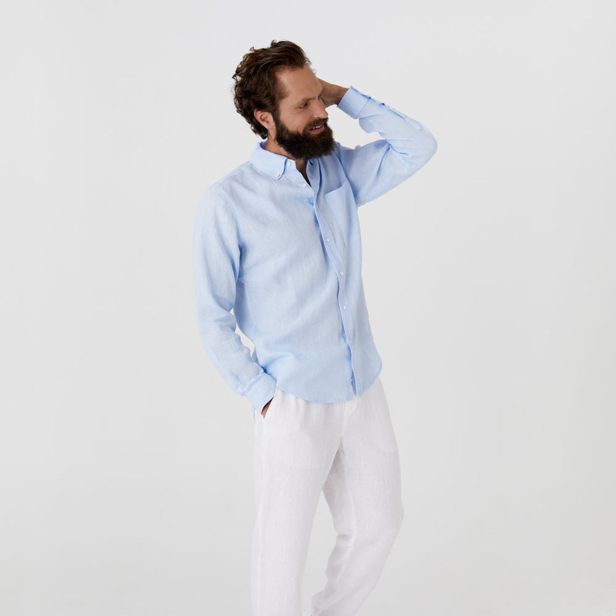 Sky Blue Classic Linen Shirt - Linen Wear