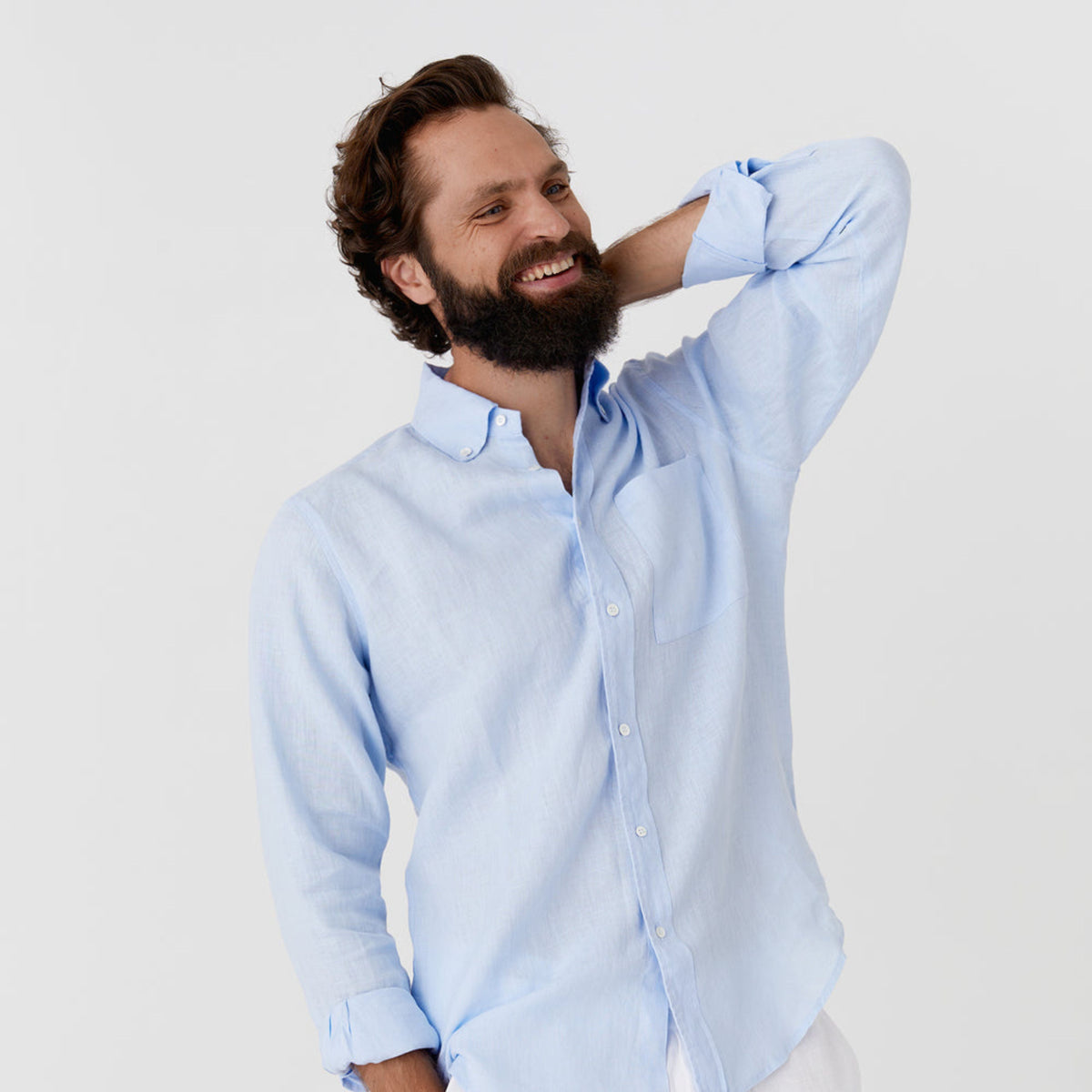 Sky Blue Classic Linen Shirt - Linen Wear