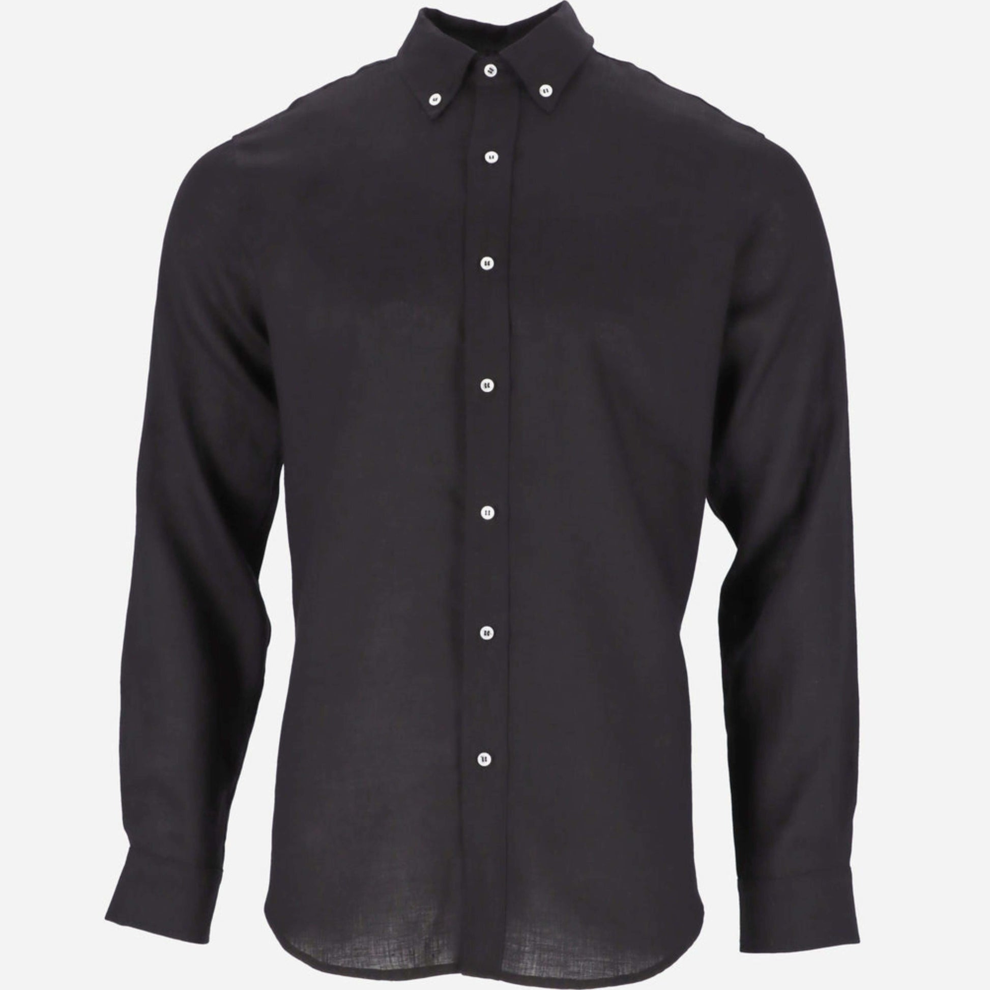 Black Linen Long Sleeve Shirt - Linen Wear