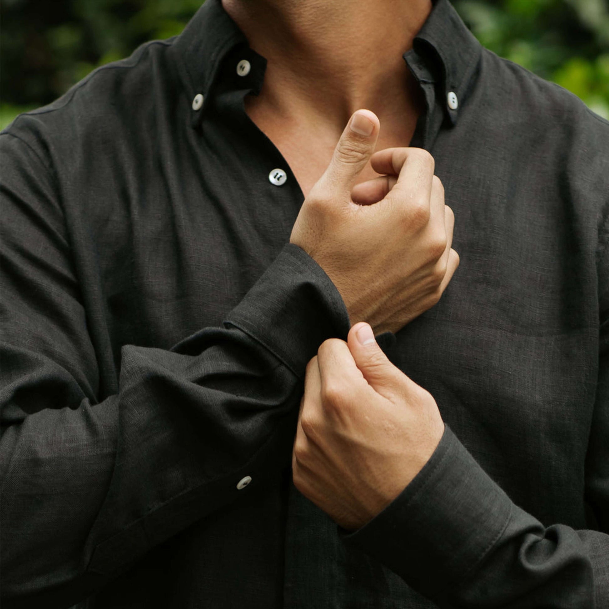 Black Linen Long Sleeve Shirt - Linen Wear