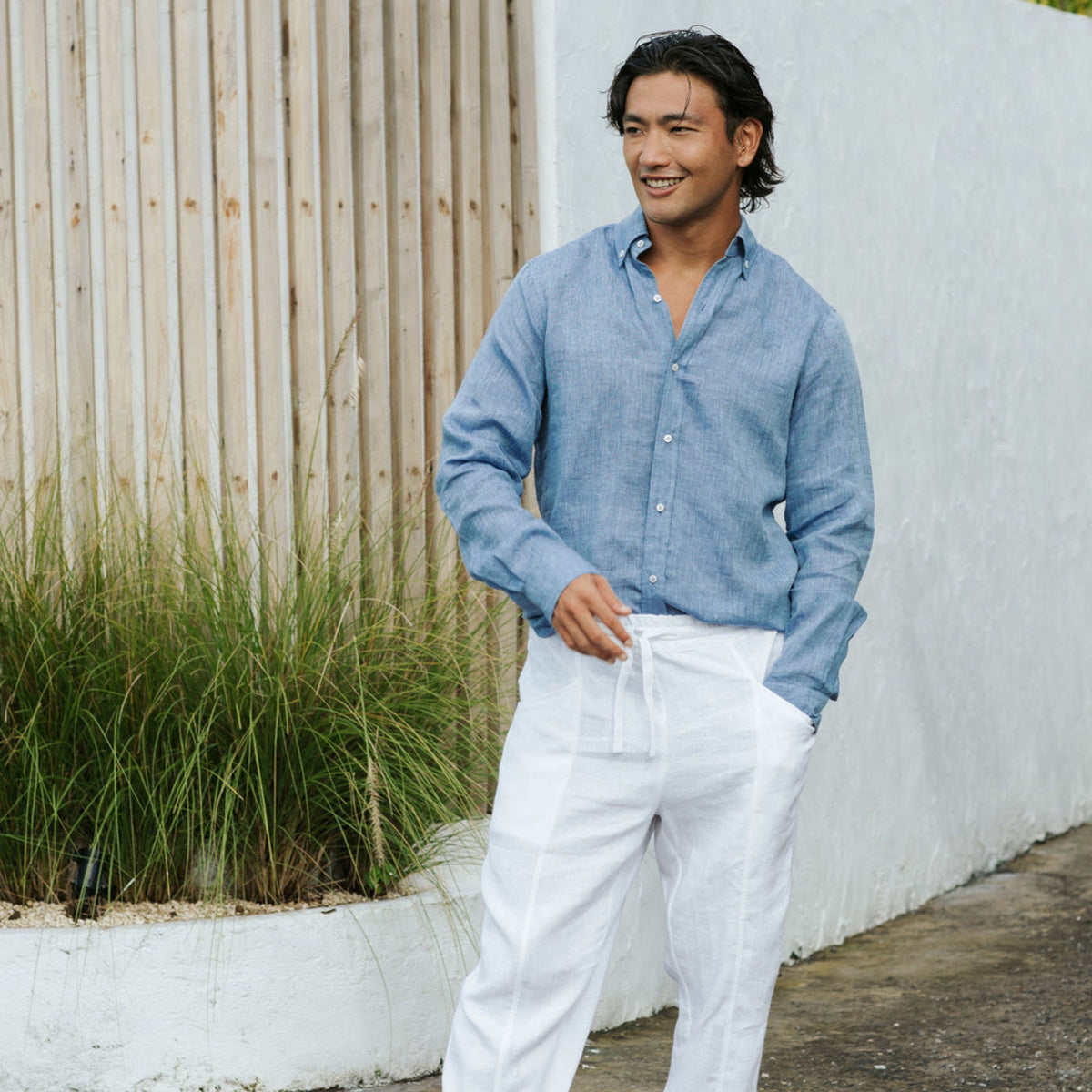 Denim Chambray Linen Shirt - Linen Wear
