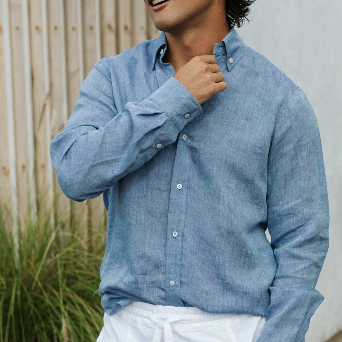Denim Chambray Linen Shirt - Linen Wear