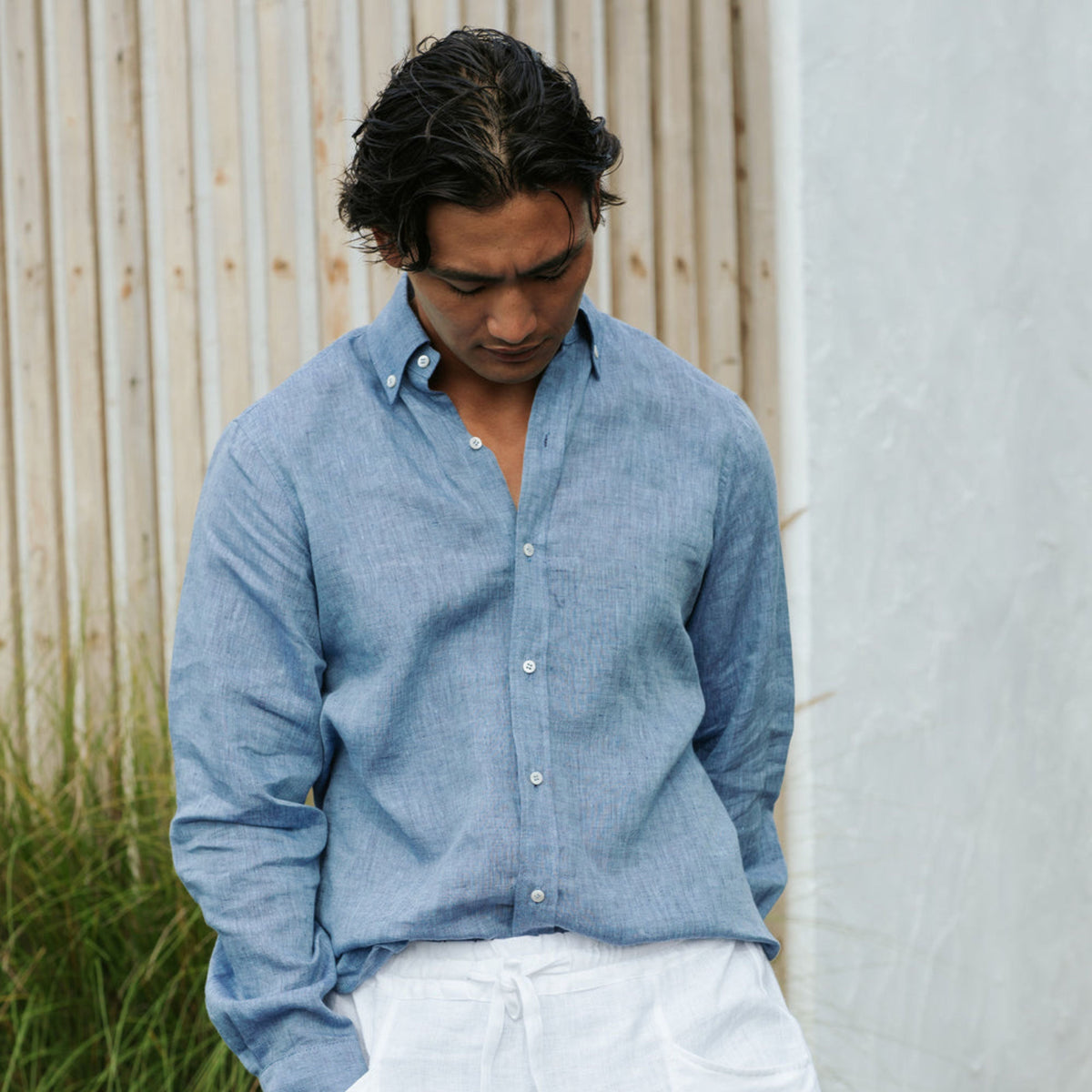 Denim Chambray Linen Shirt - Linen Wear